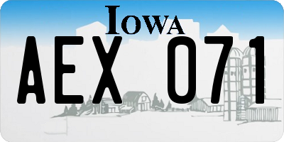 IA license plate AEX071