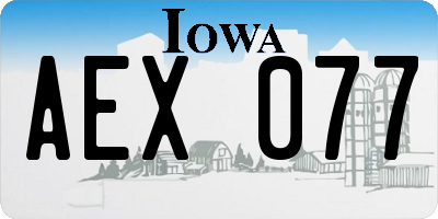 IA license plate AEX077