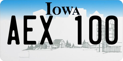 IA license plate AEX100