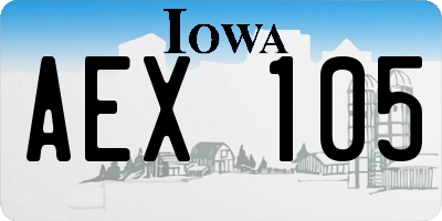 IA license plate AEX105