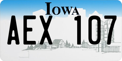 IA license plate AEX107