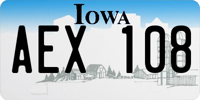 IA license plate AEX108