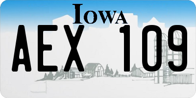IA license plate AEX109