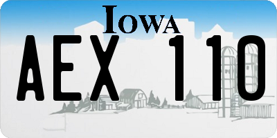 IA license plate AEX110