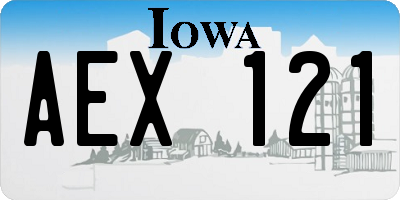 IA license plate AEX121