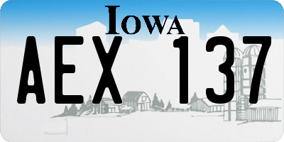 IA license plate AEX137