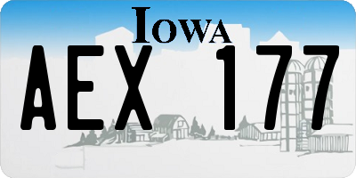 IA license plate AEX177
