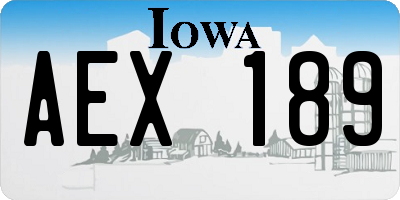 IA license plate AEX189