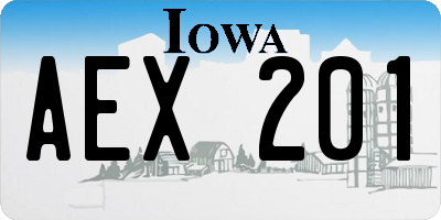 IA license plate AEX201