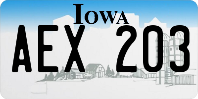 IA license plate AEX203