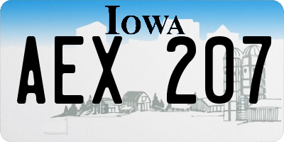 IA license plate AEX207