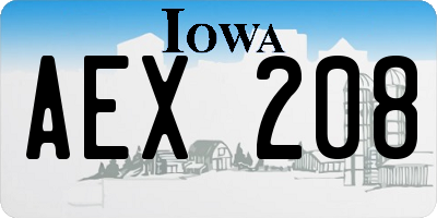 IA license plate AEX208