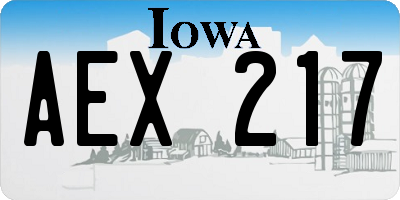 IA license plate AEX217