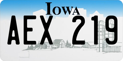 IA license plate AEX219