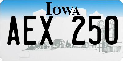IA license plate AEX250
