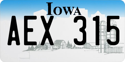 IA license plate AEX315