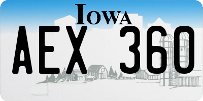 IA license plate AEX360