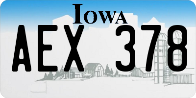 IA license plate AEX378