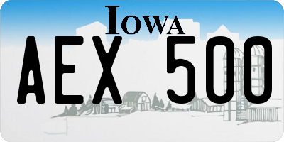 IA license plate AEX500