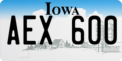 IA license plate AEX600