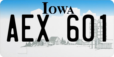 IA license plate AEX601