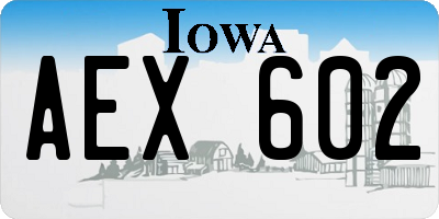 IA license plate AEX602