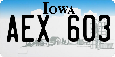 IA license plate AEX603