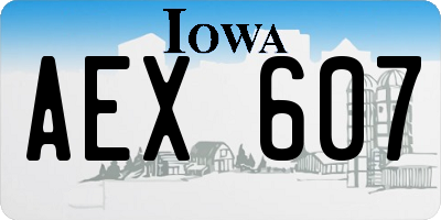 IA license plate AEX607
