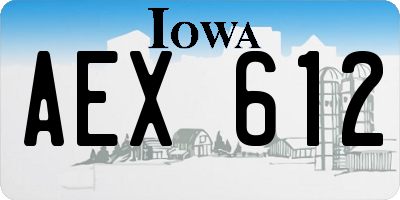 IA license plate AEX612