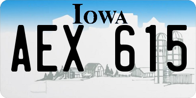 IA license plate AEX615
