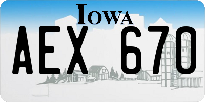 IA license plate AEX670