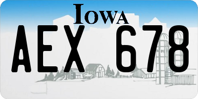 IA license plate AEX678