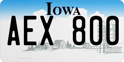 IA license plate AEX800