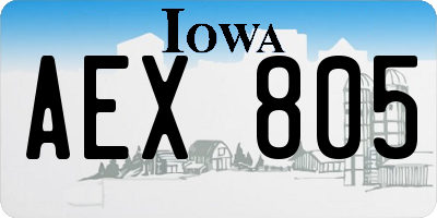 IA license plate AEX805