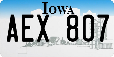 IA license plate AEX807
