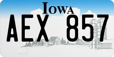 IA license plate AEX857
