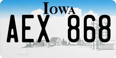 IA license plate AEX868