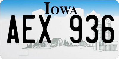 IA license plate AEX936