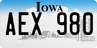 IA license plate AEX980