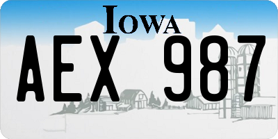 IA license plate AEX987