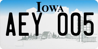 IA license plate AEY005