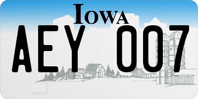 IA license plate AEY007