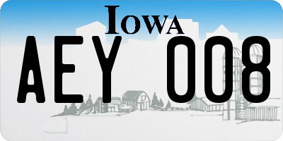 IA license plate AEY008