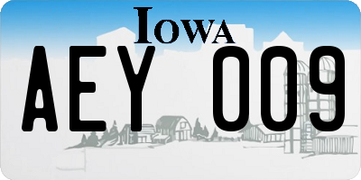 IA license plate AEY009