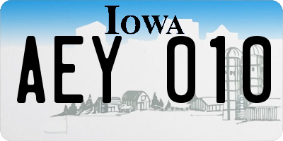 IA license plate AEY010