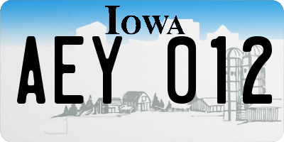 IA license plate AEY012