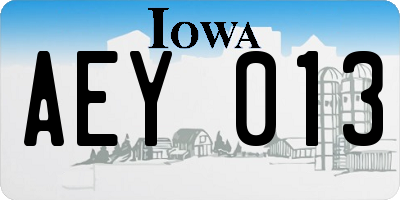 IA license plate AEY013