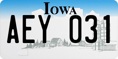 IA license plate AEY031