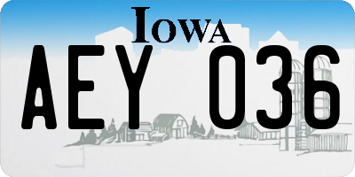 IA license plate AEY036