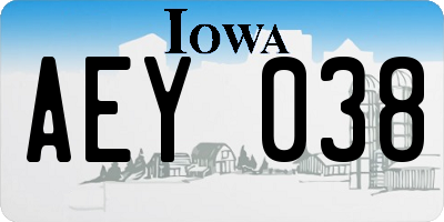 IA license plate AEY038
